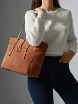 Schoudertas Altesse Suede Leder Etrier Bruin altesse suede EASU088M-vue-porte